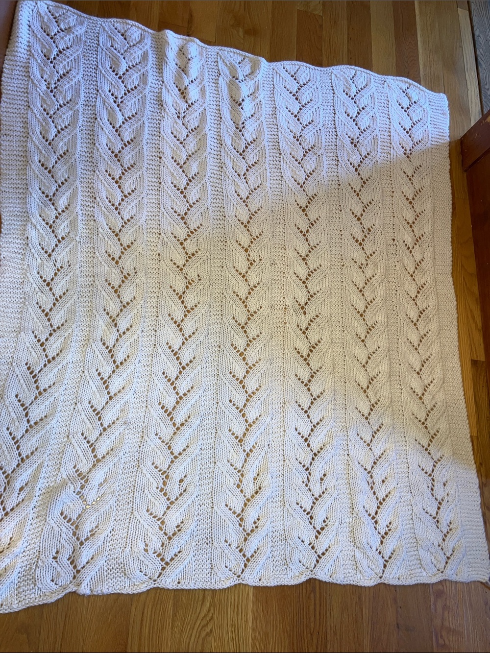 Hand Crafted Cream Cable Knit Throw Blanket